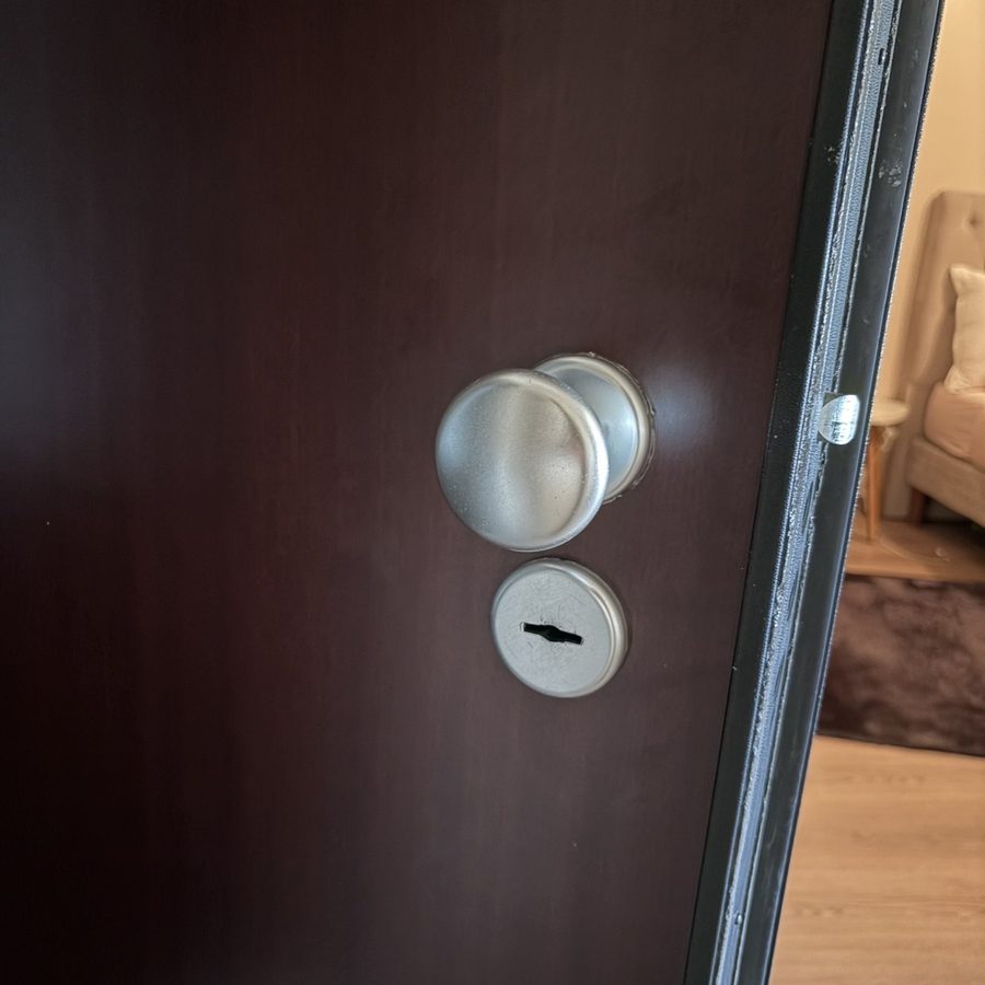 Porte d'appartement ouverte sans dégâts, bouton fixe et entrée de clé — SDE38 Grenoble